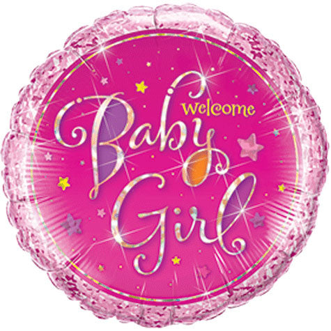 Welcome Baby Girl Stars Holographic Mini