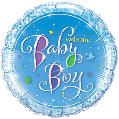 Welcome Baby Boy Stars Holographic Mini