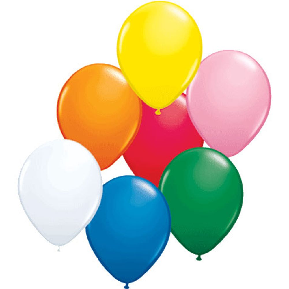 Qualatex 5" Assorted w/White Latex Balloons (100ct)