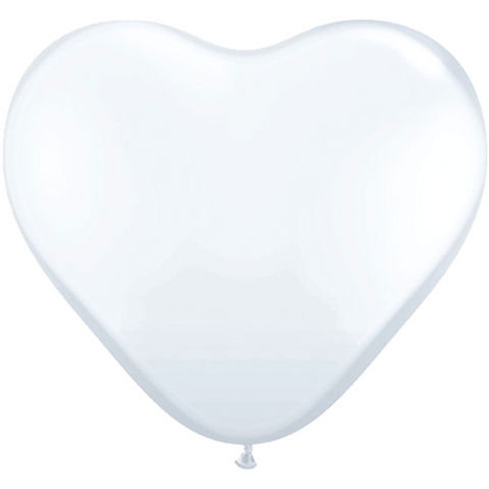 Qualatex 11" White Heart Latex Balloons (100ct)