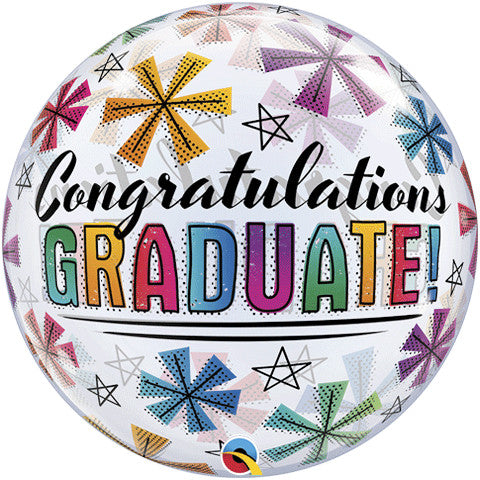 22" CONGRATULATIONS GRADUATE & STARS BUBBLE BALLOON