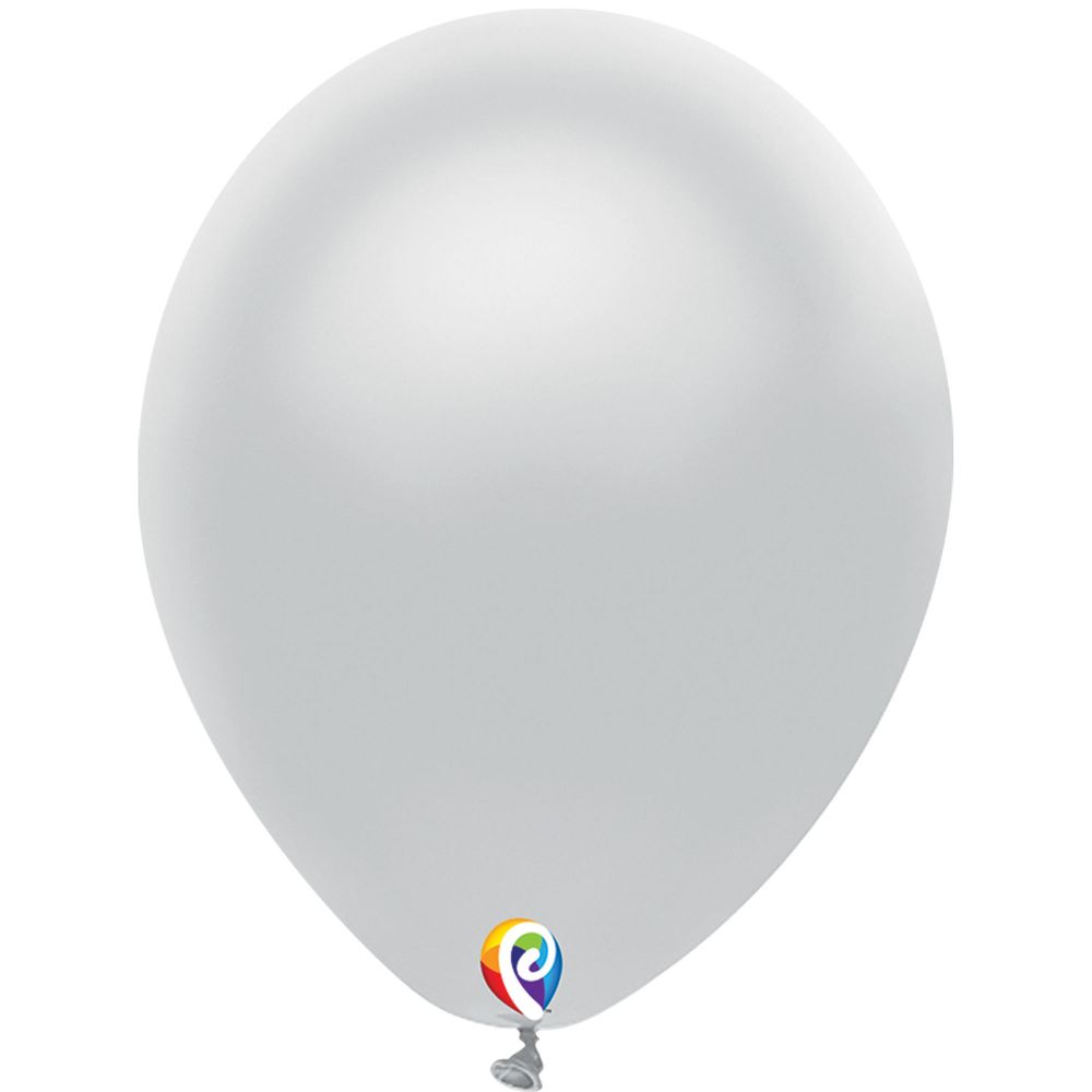 Funsational 12" Metallic Silver Latex Balloons, 50ct