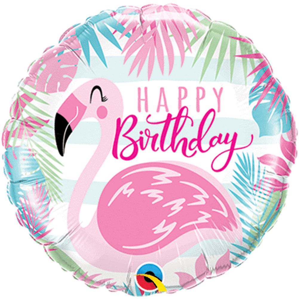 18" BIRTHDAY PINK FLAMINGO