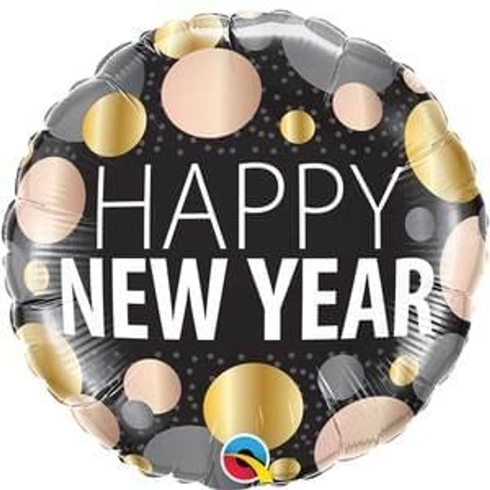 18" New Year Multicolor Dots Foil Balloon (1ct)