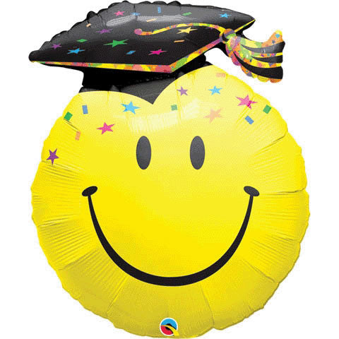36" Smile Face Party Grad Helium Shape