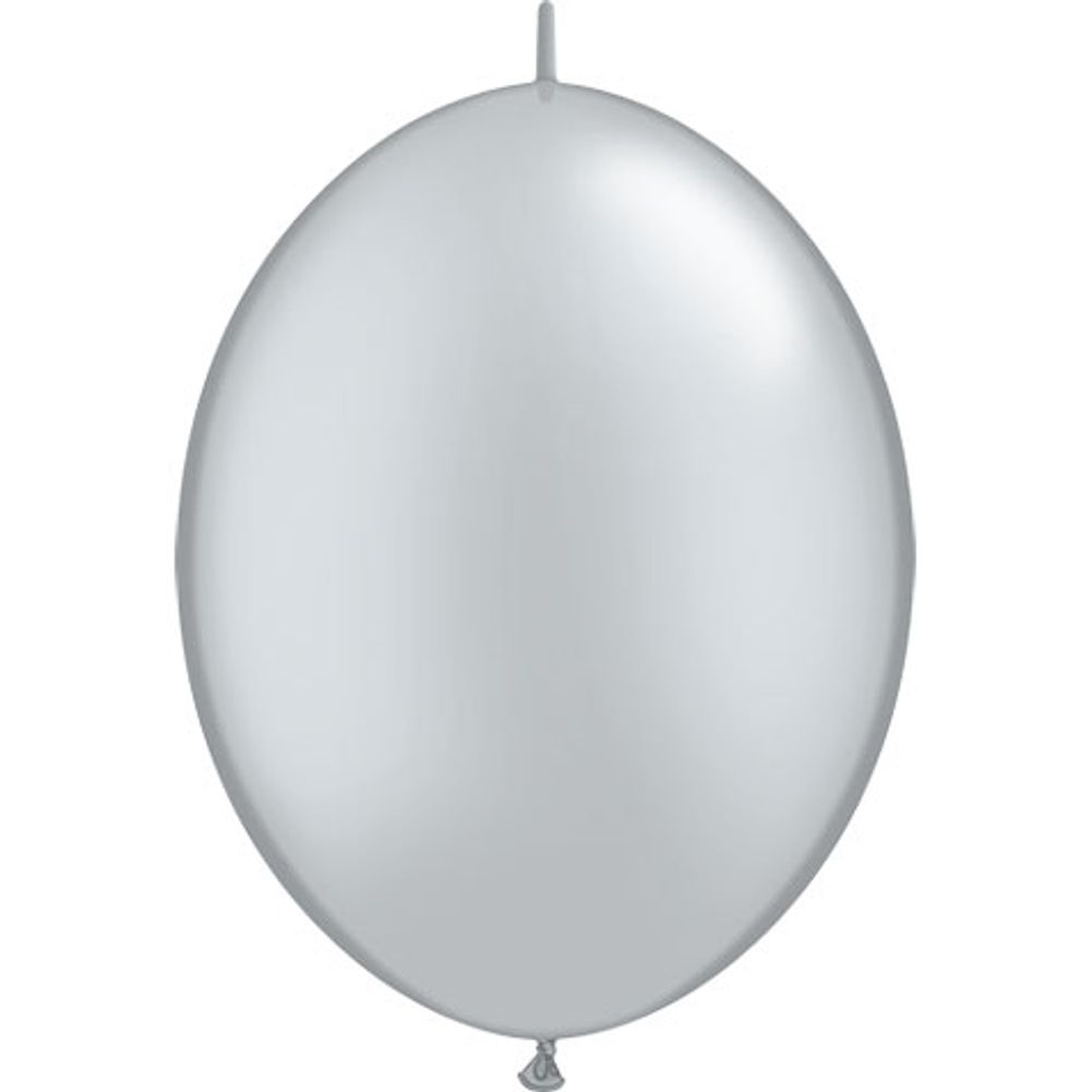 Qualatex 12" Metallic Silver Quicklink Latex Balloons (50ct)