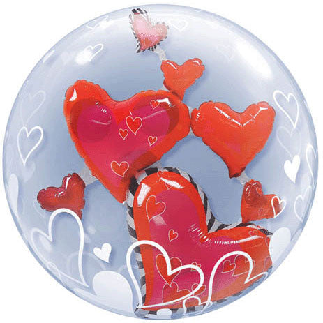 24" Love Floating Hearts Bubble Balloon