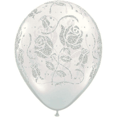 11" Glitter Roses Clear Balloons (25 ct)