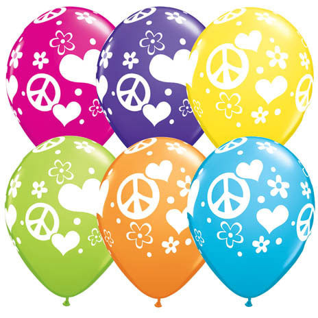 11" Peace Signs & Hearts Around