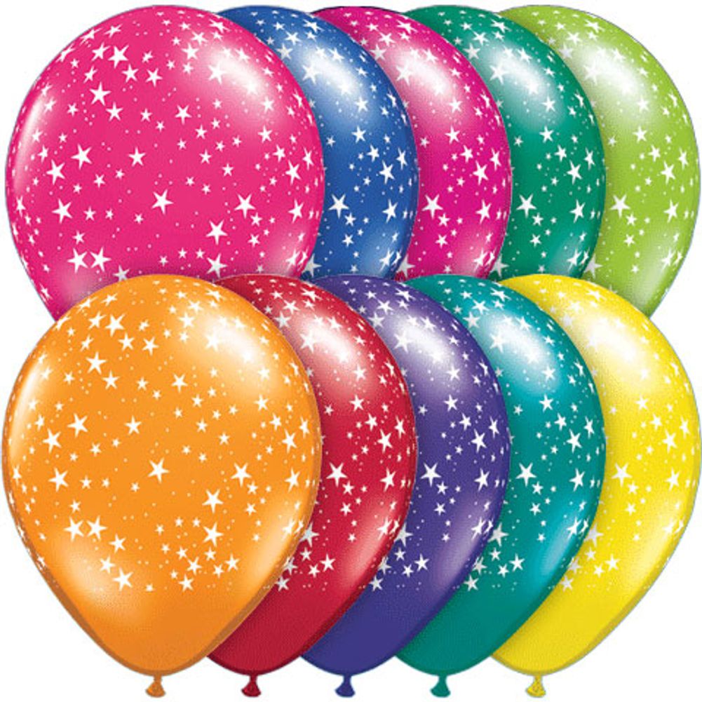 Qualatex 11" Stars Around Jewel Tone Latex Balloons (50ct)
