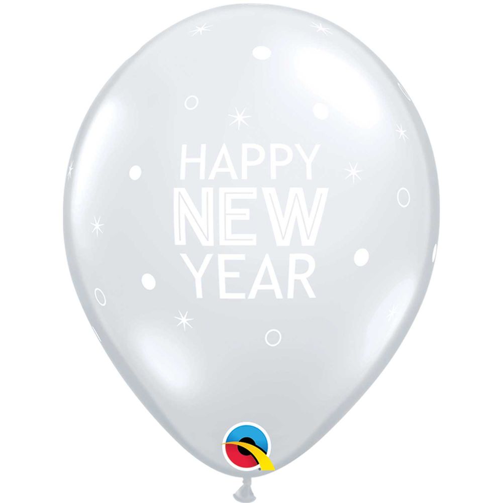 11" New Year Sparkles & Dots Diamond Clear Latex Balloons (50ct)