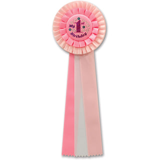 Pink My 1st Birthday Deluxe Rosette