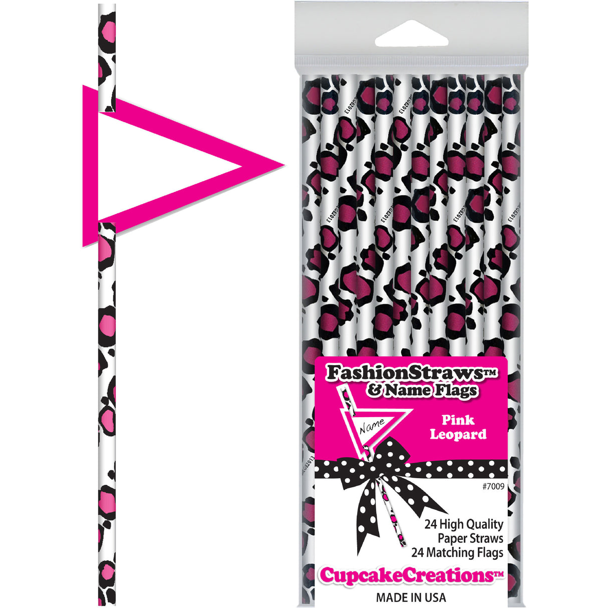 Pink Leopard Paper Straws