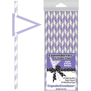 Light Purple Striped Paper Straws