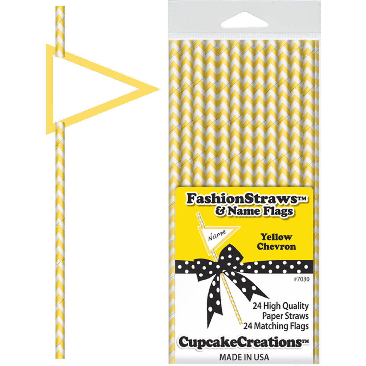 Yellow Chevron 8" Paper Straws