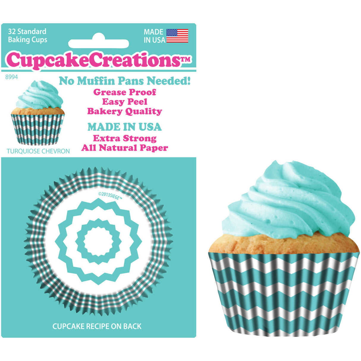 Turquoise Chevron Standard Baking Cups