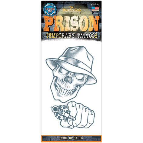 Stick Up Skull Prison Temporary FX Tattoo