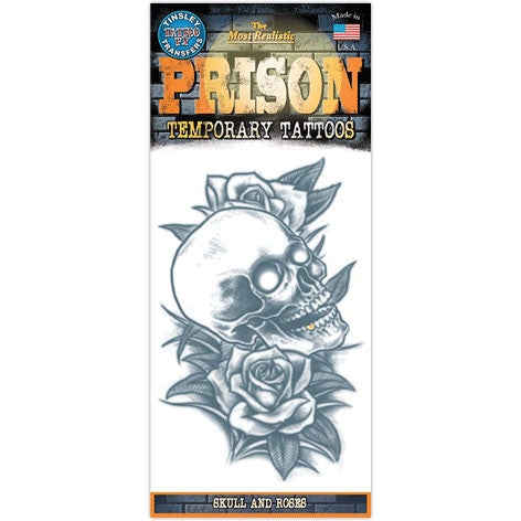 Skull & Roses Prison Temporary Tattoo