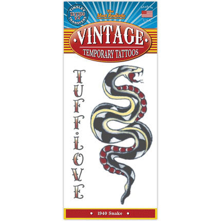 Snake 1950 Vintage Temporary Tattoo