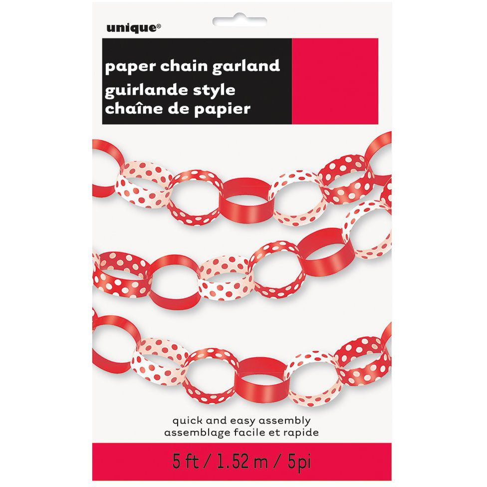 Ruby Red Dots 5' Paper Chain