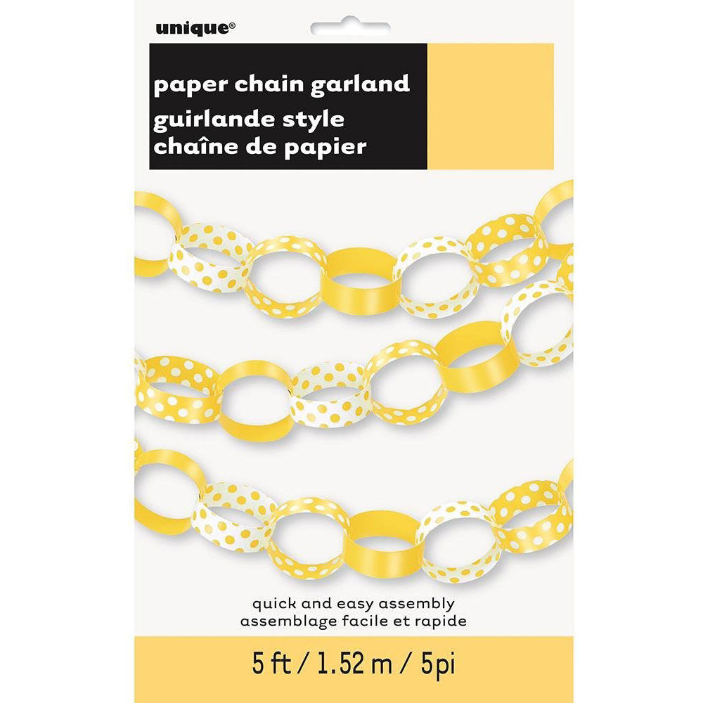 Sunflower Yellow Dots 5' Paper Chain
