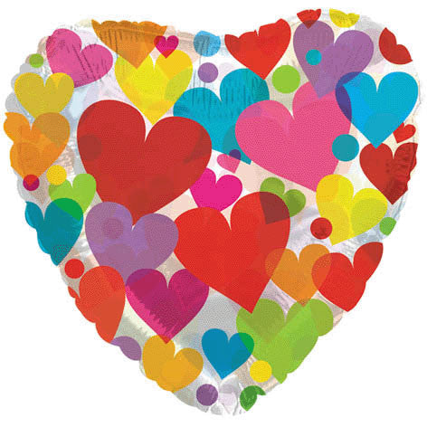 18" Colorful Heart Pattern Clear