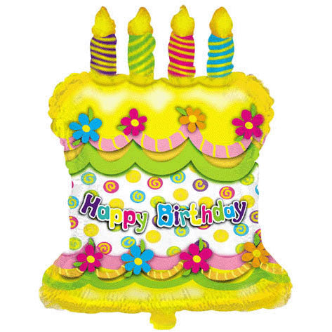 28" Happy Birthday Cake Candles Helium Shape