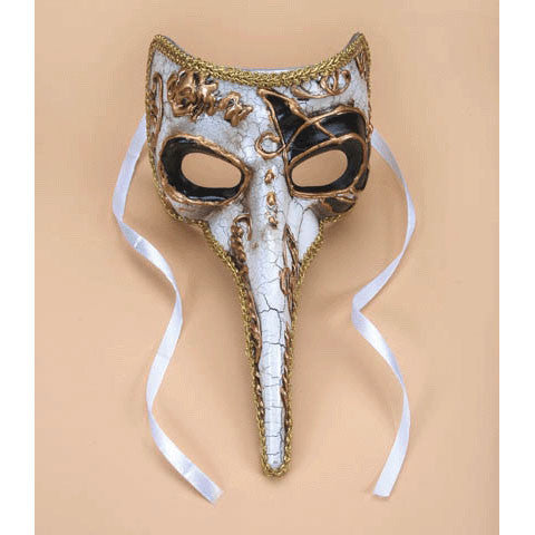 Long Nose Half Mask White/gold